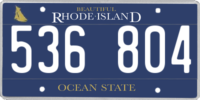 RI license plate 536804