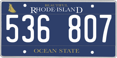 RI license plate 536807