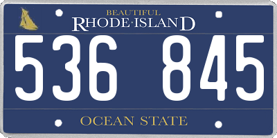RI license plate 536845
