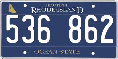 RI license plate 536862