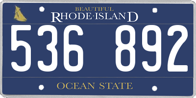 RI license plate 536892