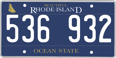 RI license plate 536932