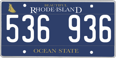RI license plate 536936
