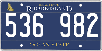 RI license plate 536982