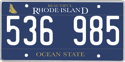 RI license plate 536985