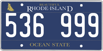 RI license plate 536999
