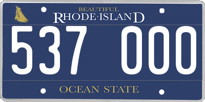RI license plate 537000