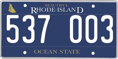 RI license plate 537003