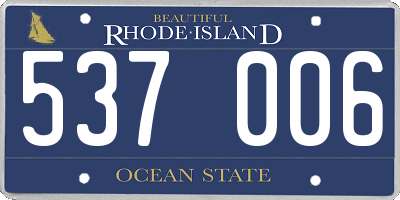 RI license plate 537006