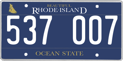 RI license plate 537007
