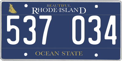 RI license plate 537034