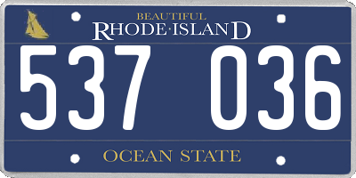 RI license plate 537036