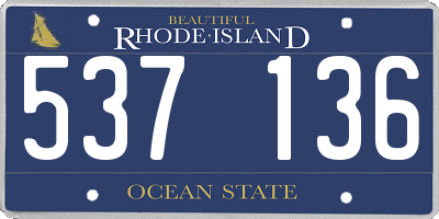 RI license plate 537136