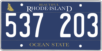 RI license plate 537203