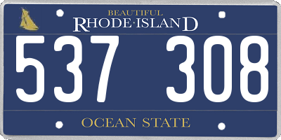 RI license plate 537308