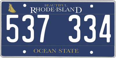 RI license plate 537334