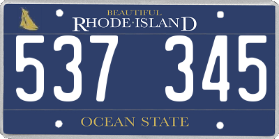 RI license plate 537345