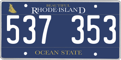 RI license plate 537353