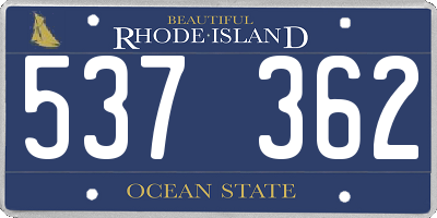 RI license plate 537362