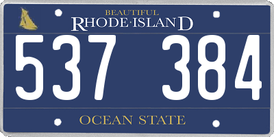 RI license plate 537384