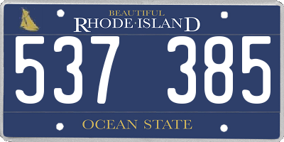 RI license plate 537385