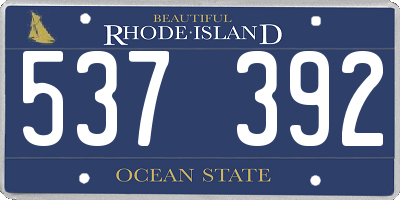 RI license plate 537392