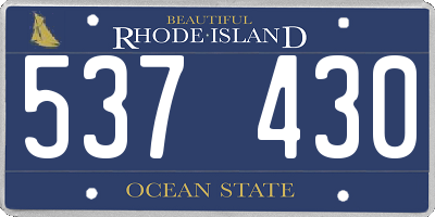 RI license plate 537430