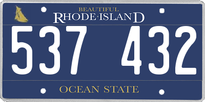 RI license plate 537432