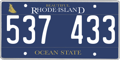 RI license plate 537433