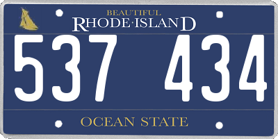 RI license plate 537434