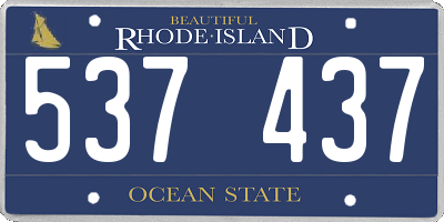 RI license plate 537437