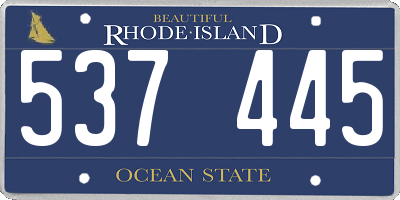 RI license plate 537445