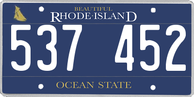 RI license plate 537452