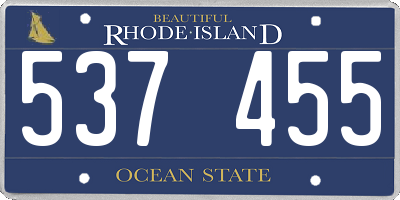 RI license plate 537455