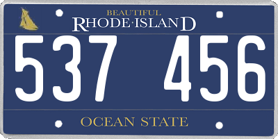 RI license plate 537456