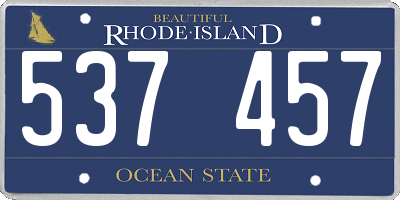 RI license plate 537457