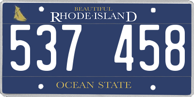 RI license plate 537458