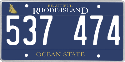RI license plate 537474