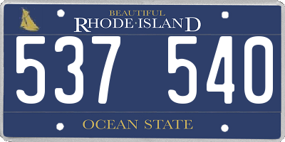 RI license plate 537540