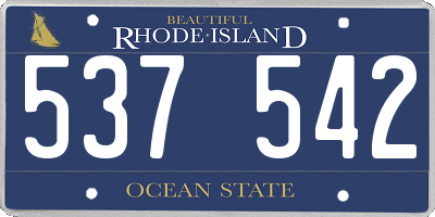 RI license plate 537542