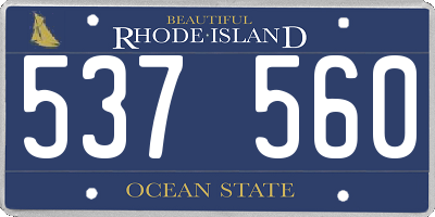 RI license plate 537560