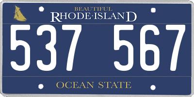 RI license plate 537567
