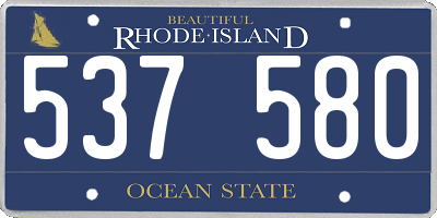 RI license plate 537580