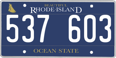 RI license plate 537603