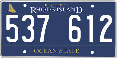 RI license plate 537612
