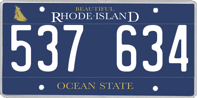 RI license plate 537634