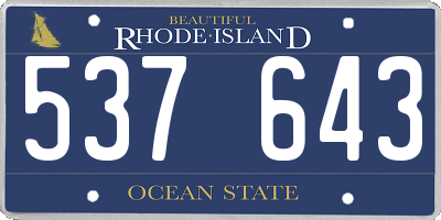 RI license plate 537643