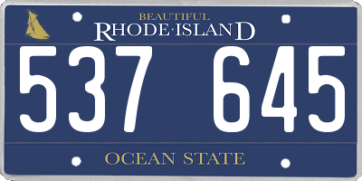 RI license plate 537645