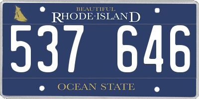 RI license plate 537646