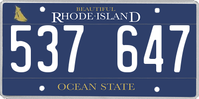 RI license plate 537647